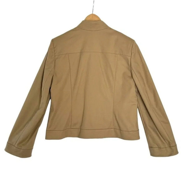 90s Vintage Linda Allard for Ellen Tracy Tan Mandarin Collar Blazer Size 12 - Picture 3 of 10